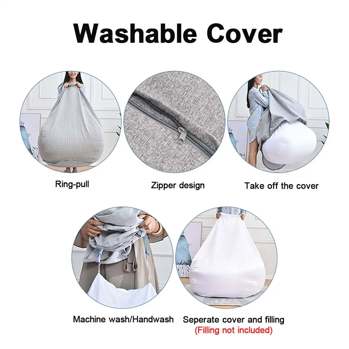 

Lazy BeanBag Sofas Bean Bag Sofa Cover Chairs Pouf Puff Couch Cotton Linen Cloth Lounger Seat Tatami Living Room Furniture