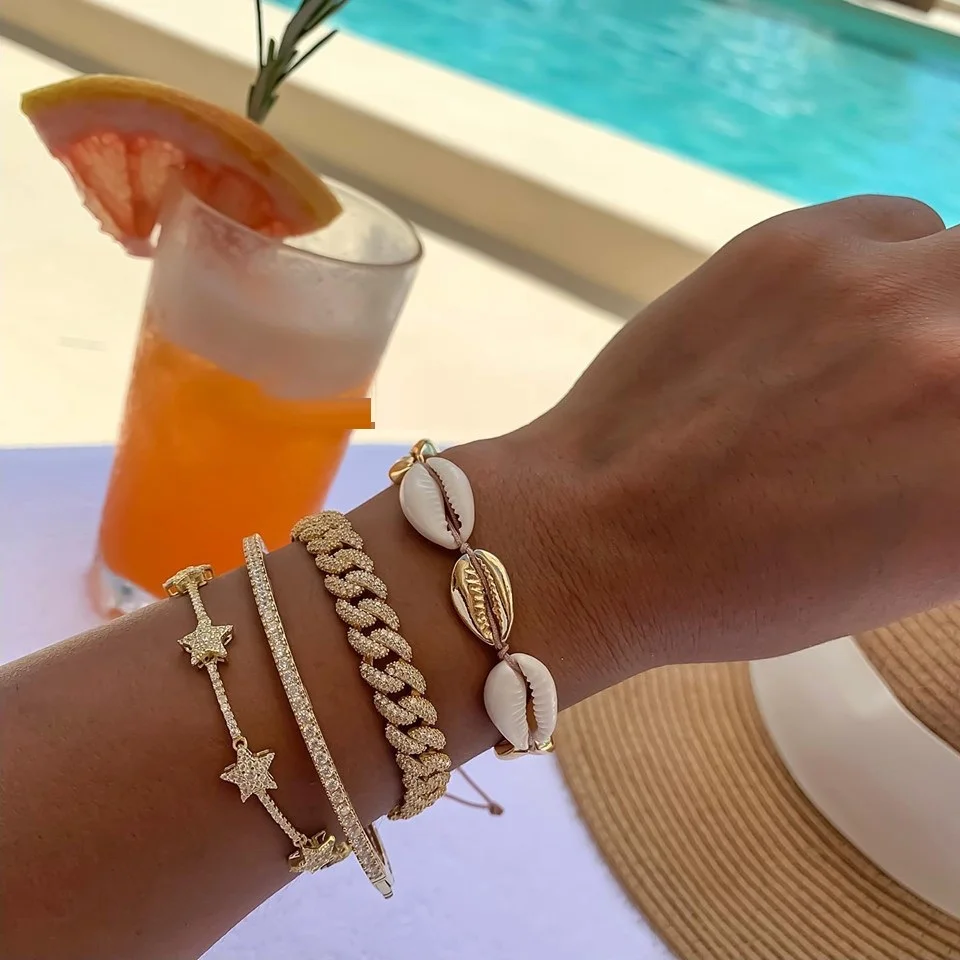 Iced Out Men's Hip Hop ice ice cubic zirconia Miami cuban Chain Bracelet with Gold Color plated Chain Jewelry - Image 3