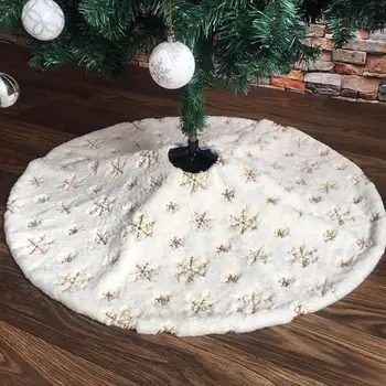 

2020 Christmas 90/122cm Dia White Flannel Embroidered Snowflake Christmas Tree Skirt Christmas New Year Home Store Decoration