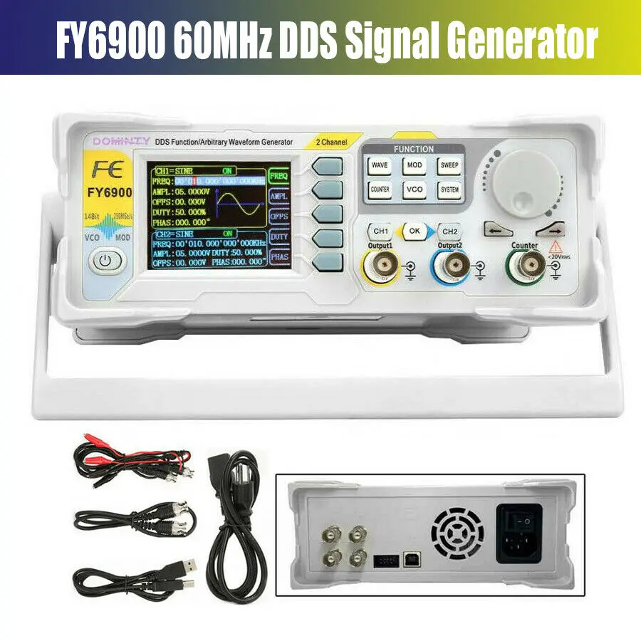 

Digital Signal FY6900-60M DDS Signal Function Generator Dual-Ch 0.01-100MHz Arbitrary Waveform Frequency Generator Pulse