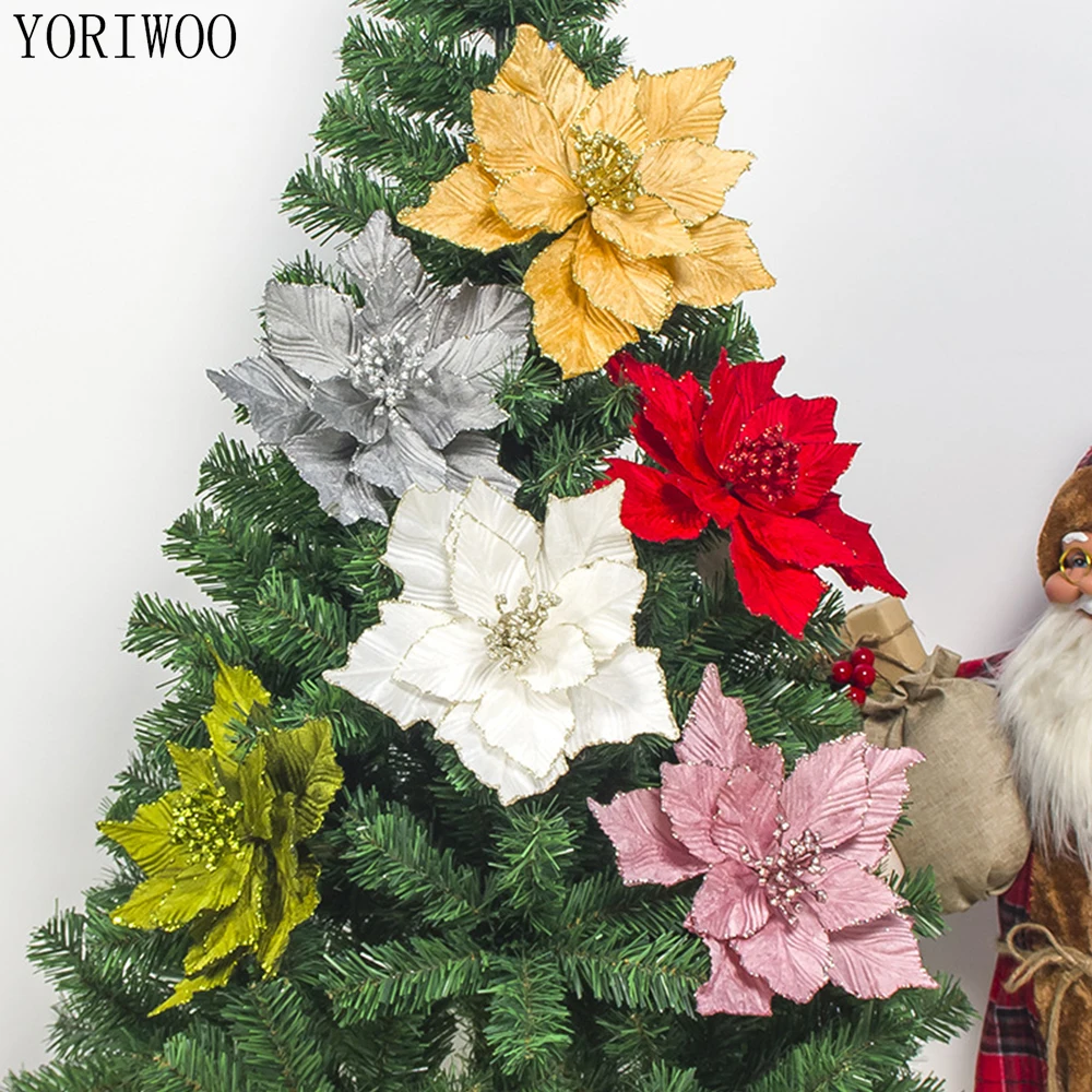 

YORIWOO Artificial Christmas Flowers Arrangement Fake Flowers Merry Christmas Tree Decorations For Home 2019 Xmas Ornament Natal