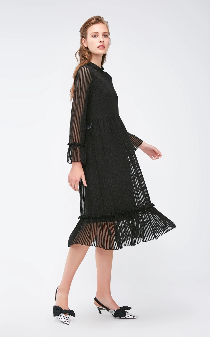 Vero Moda Новое поступление Gauzy Splice Cinched Талия круглый вырез платье | 31837D513