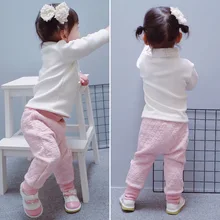 Детские брюки с начесом и толстым хлопковым подкладом брюки с шелковой нитью для девочек осенне-зимняя одежда повседневные пуховые Хлопковые Штаны для малышей Chi