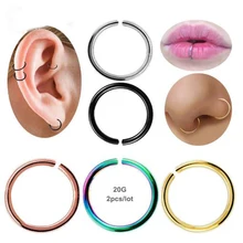 2 шт 20 г 0,8 мм тонкое кольцо в нос имитация перегородки спирали нострил пирсинг для губы поддельный пирсинг титана хряща поддельные серьги обруч