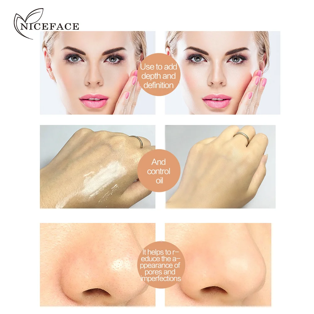 NICEFACE, 5 цветов, рассыпчатая пудра для макияжа лица, минеральная основа, пудра, финишная контурная установка, пудра, блеск, водостойкая косметика