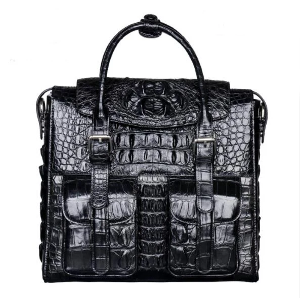 color same picture YILUNXI High-end crocodile leather handbag Light luxury men bag British style business male briefcase High quality male bag - Цвет: color same picture