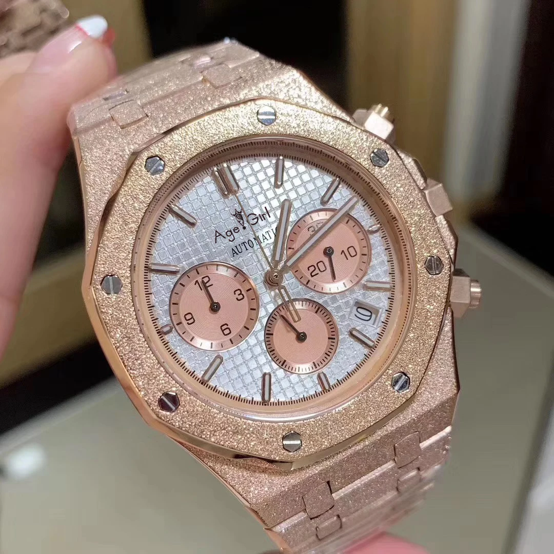 

Luxury Brand New Men Watch Chronograph Stainless Steel Silver Rose Gold White Sapphire Matte Stopwatch Luminous Red Grey Blue