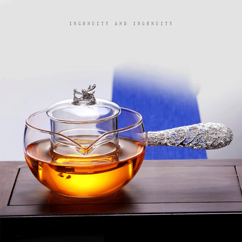 350 мл термостойкий стеклянный чайник для приготовления чая, чайник с золотой/серебряной ручкой, термостойкий стеклянный чайник, молочный кувшин - Цвет: Серебристый