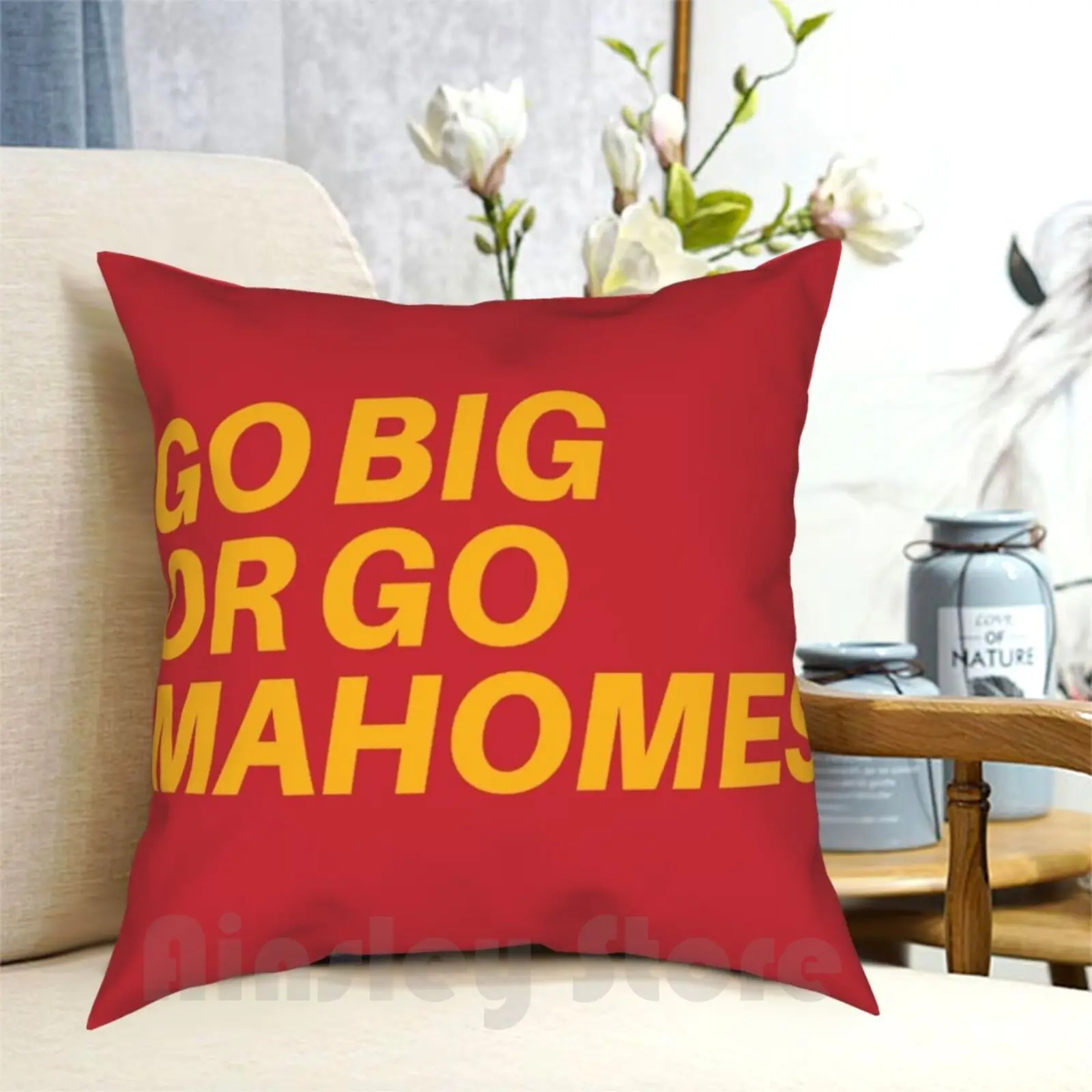 

Go Big Or Go Mahomes Pillow Case Printed Home Soft DIY Pillow cover Mahomes Pat Mahomes Mahomes Mahomey Mahomie Go Big Or