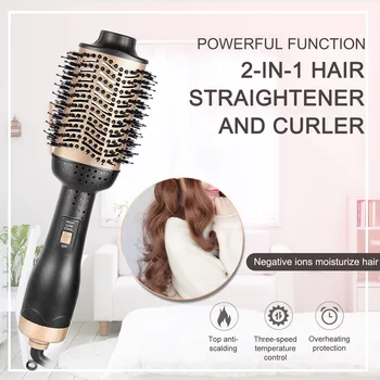 

Negative Ion Hair Curler Multifunctional Hair Comb Hair Dryer Brush 3 in 1 Dryer Comb Hair Straightener and Curling Iron UK