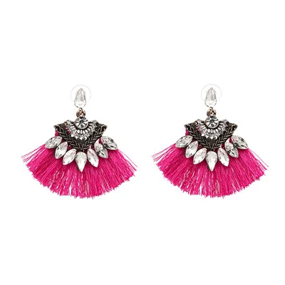 R2207PK JURAN бренд этнические длинные серьги с кисточками женские Boho ручной работы смолы висящие серьги с подвесками Макси праздничные ювелирные изделия оптом - Окраска металла: R2207PK