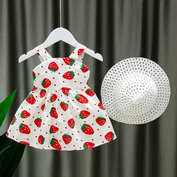 Vestido de verano de princesa con fresas, ropa para bebé niño niña