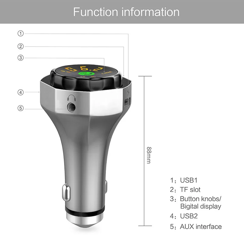 Автомобильный беспроводной fm-передатчик JaJaBor, Bluetooth, автомобильный комплект, AUX аудио, MP3 плеер, fm-модулятор, автомобильный комплект с громкой связью, двойной USB, автомобильное зарядное устройство