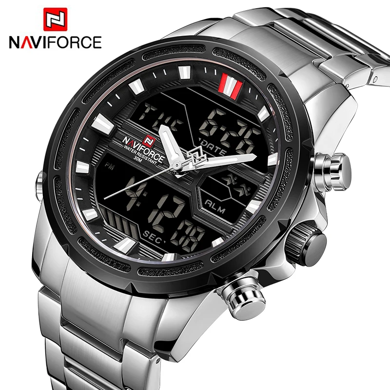 NAVIFORCE Топ бренд класса люкс Мужские кварцевые наручные часы из нержавеющей стали Дата водонепроницаемые спортивные мужские часы Бизнес Мужские Relogio Masculino