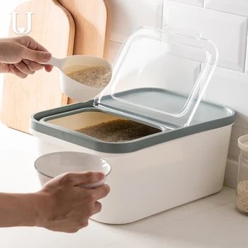 

Rice Storage Box Grain Cereal Dispenser Flip Lid Food Organizer Container Kitchen Storage Sealed Rice Bucket Insect-Proof