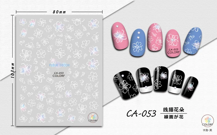 CA001-072 стиль мультфильм детей DIY3D стикер для ногтей смайлик Маникюр Цветочные наклейки телефон стикер s