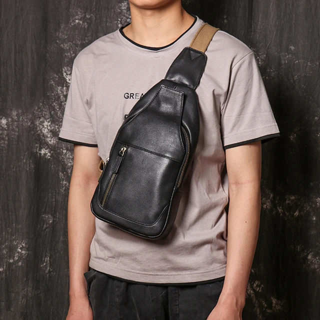 Men's Genuine Leather Shoulder Bag  Genuine Leather Crossbody Bag Men -  Chest Sling - Aliexpress
