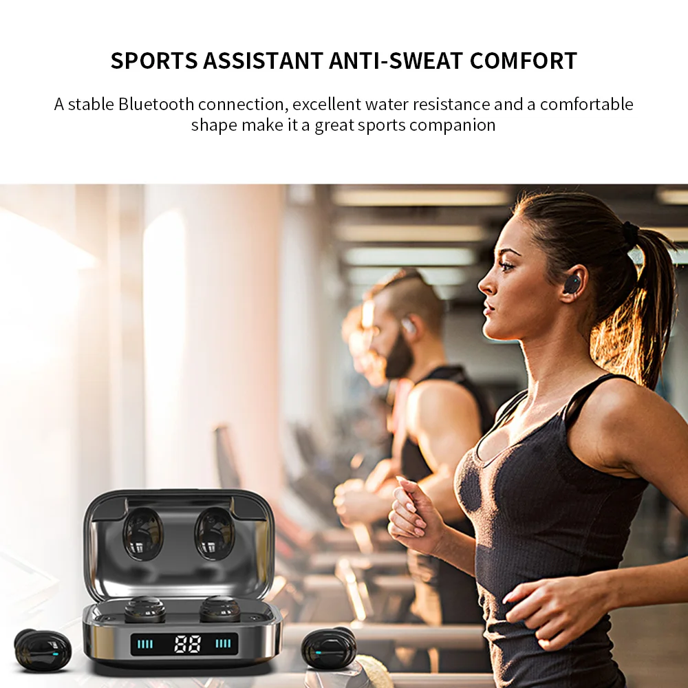 H01 Bluetooth 5,0 наушники TWS True беспроводные 9D стерео музыкальные наушники светодиодный дисплей 2000 мАч наушники можно заряжать для телефона
