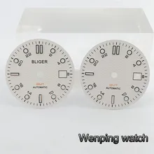 31 мм Bliger часы с белым циферблатом, светящийся циферблат подходит приблизительный срок поставки: 2836/2824 DG2813/3804 Miyota 8215 821A