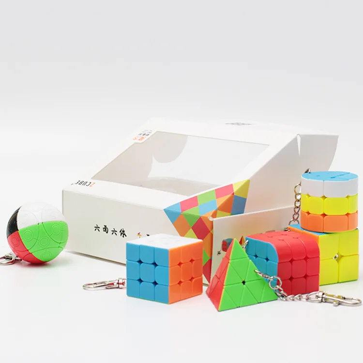 Z cube Комплект 6 шт./компл. подарочный набор мини-Волшебный куб 2x2x2 3x3x3 магический шар цепочка для ключей с цилиндром, головоломка, развивающие игрушки для детей