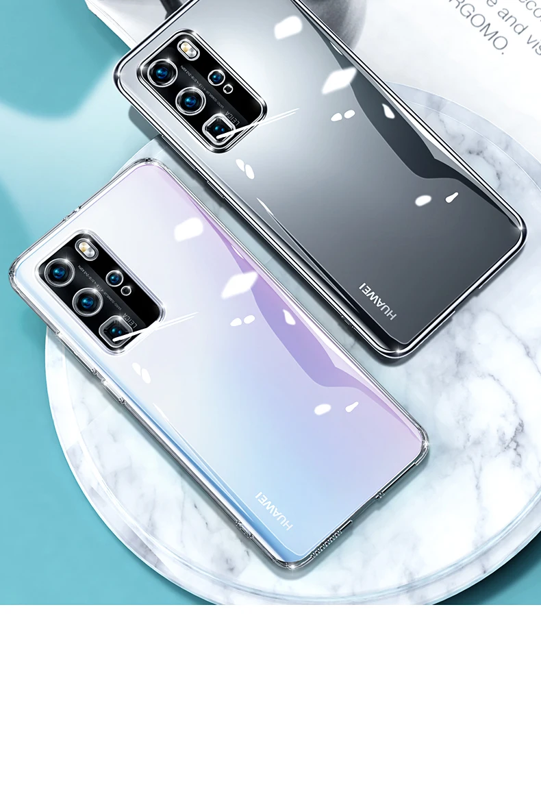 Luxury Plating Frame Transparent Soft Silicone Case for Huawei P50 P30 Pro P40 Lite P20 Mate 30 40 Nova 5T Honor 20 Clear Cover
