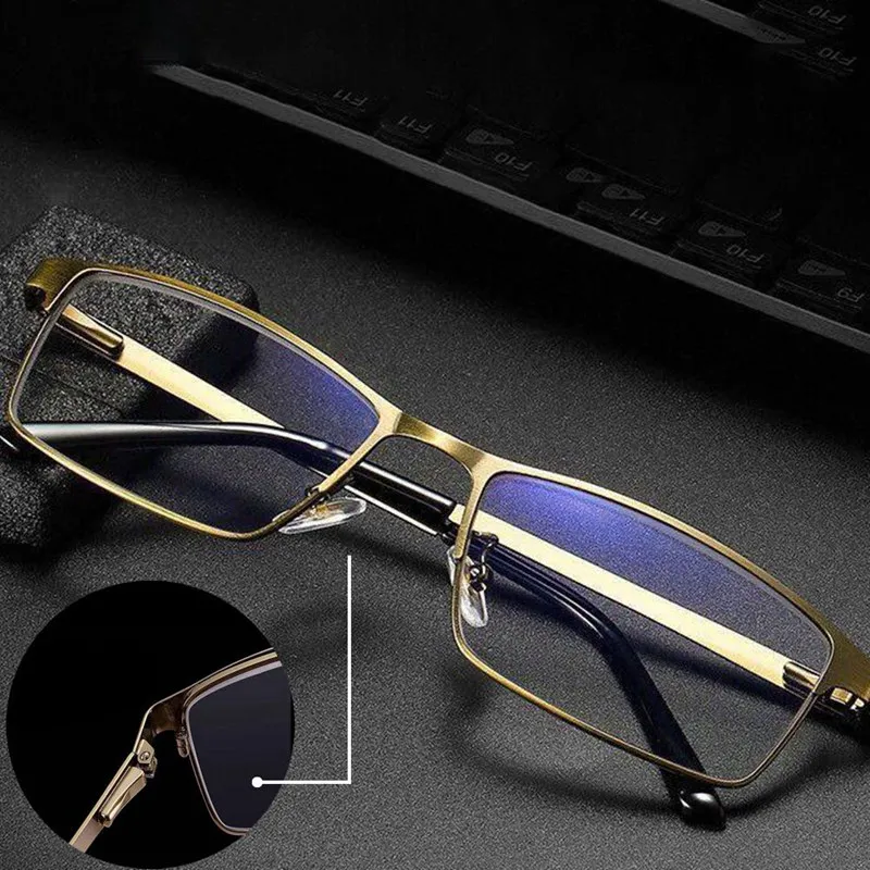 Прогрессивные многофокусные очки для чтения, мужские очки с защитой от синего света, сплав, близкие к дальнему виду, очки для дальнозоркости, диоптрий