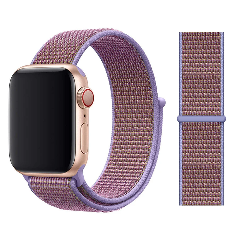 Lilac Нейлоновый ремешок для Apple watch 5 ремешок 44 мм 40 мм iWatch ремешок 42 мм 38 мм спортивный ремешок для часов Браслет Apple watch 4 3 2 1 38 40 44 мм - Цвет ремешка: Lilac