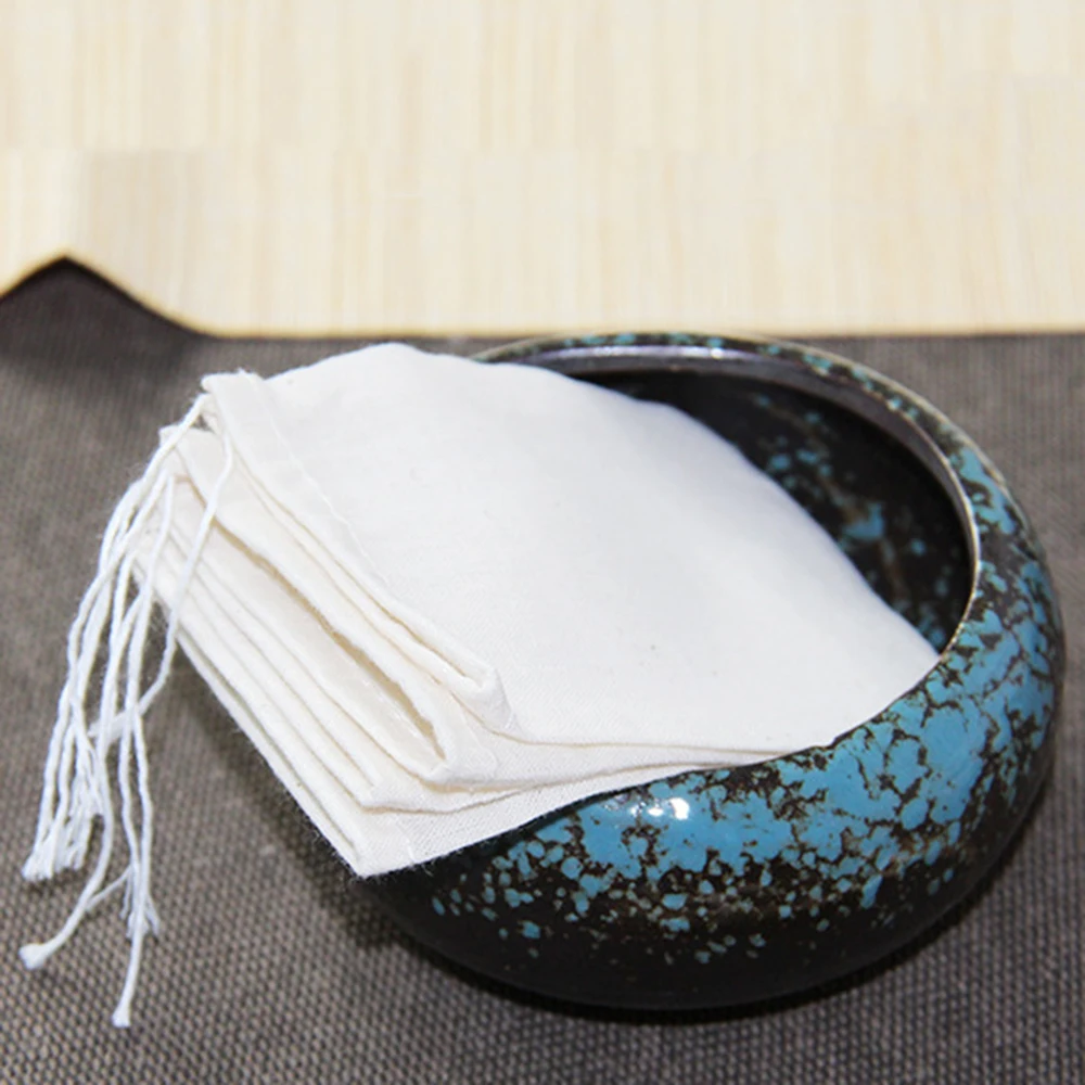 50 шт. хлопковый фильтр мешок Drawstring суповые сумки маринованная сумка шлак кухонный бар Drawstring ситечко многоразовые китайская медицина