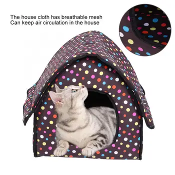 

Pet Blanket Sleeping Bed Cover MatDog House Round Roof Coffee Detachable Portable Breathable Cat Dog House Pet