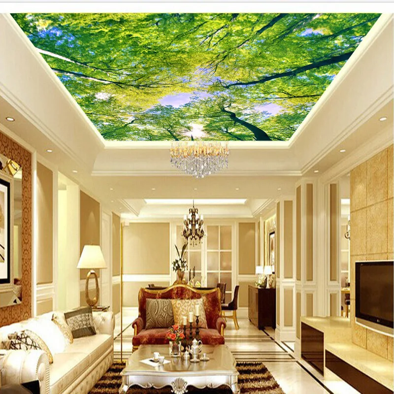 Небо лес 3D потолочные обои Большая фреска sen lin yankon потолочные обои с крышами