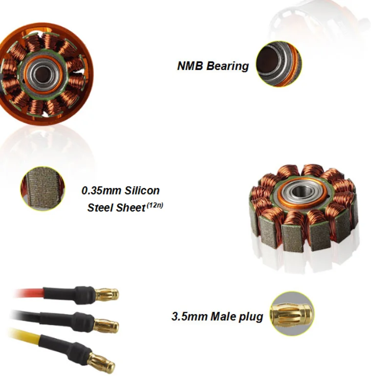 DYS D3542 3542 1000KV 1250KV 1450KV Outrunner Motor 2-4S Lipo 5mm Shaft 130g 70A ESC Large Power RC Models Quadcopter Airplanes