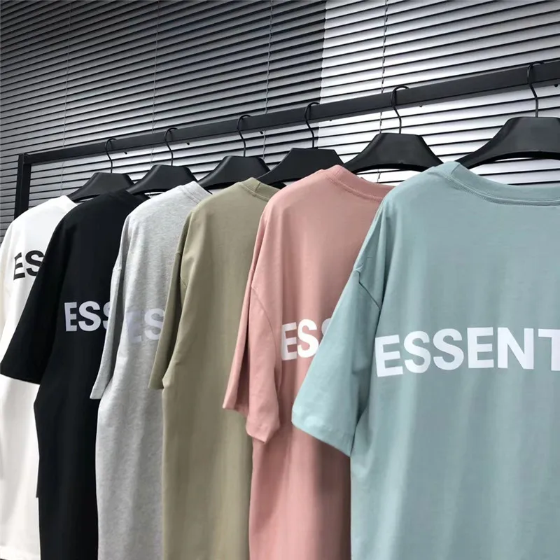 

Reflective FOG Essentials T Shirts Men Women High Quality 3d Printed Logo Loose T-Shirts Essentials Fashion Casual Top Tees