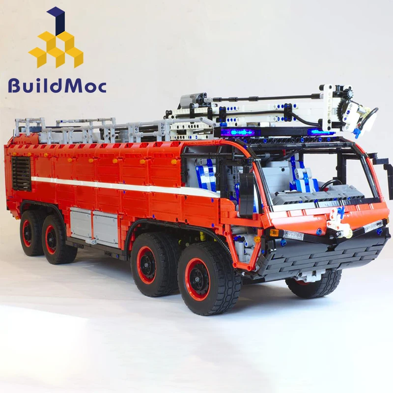 BulidMOC пожарные MOC-4446 крах аэропорта тендер лодка Строительные блоки Кран город пожарный Кирпичи Детские игрушки