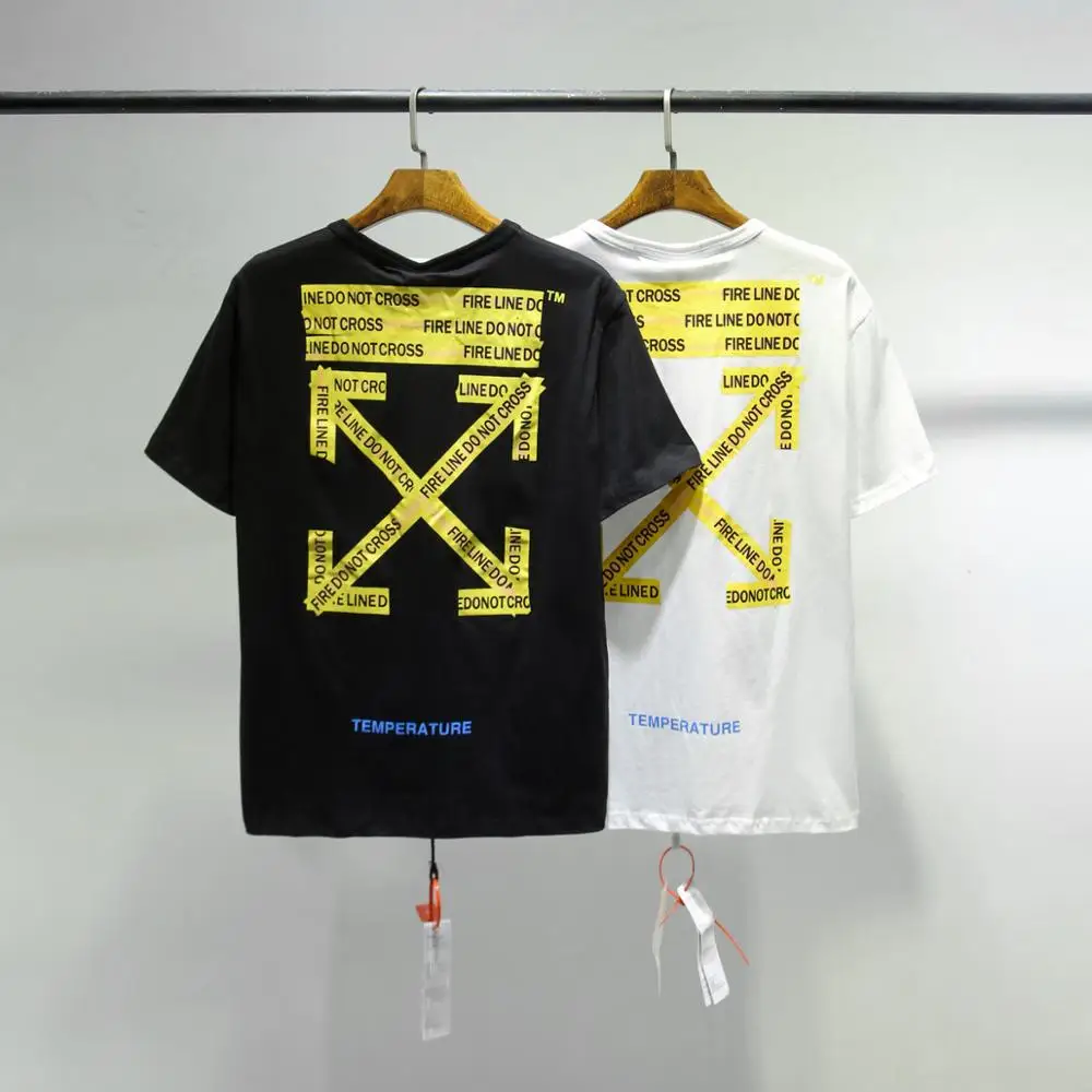 

off white- 2020 street hip hop T Shirt Mens Black And White cordon cotton T-shirts Summer Skateboard Boy Skate Tee T shirt