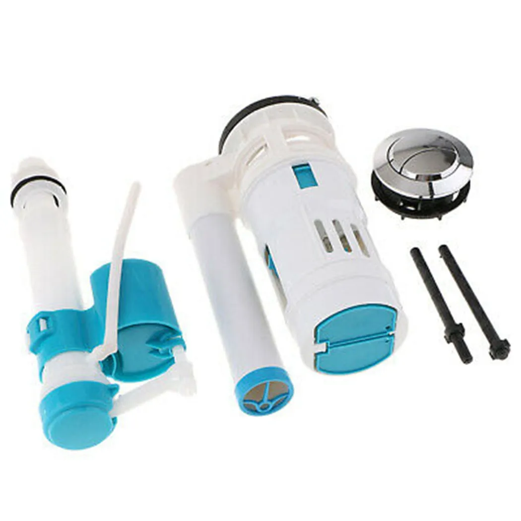 Toilet Tank Filling Valve Drain Flush Button Set Repair Bathroom Fixture