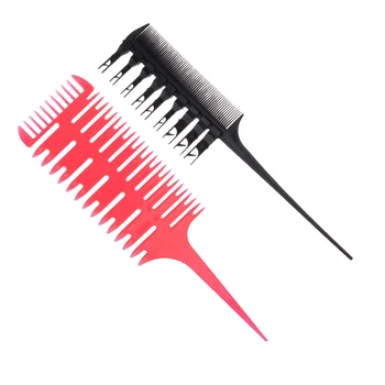 

2x 2/3 Way Rat Tail Hair Dye Combs Teasing Weave Balayage Microbraiding Comb