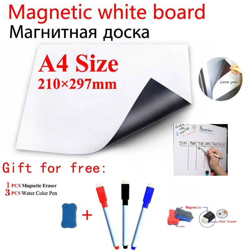 A4 Coloured Dry Wipe board Notice Memo Board with pen 
