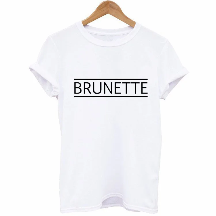 

BRUNETTE Letter Print T Shirt Women Short Sleeve O Neck Loose Tshirt 2019 Summer Fashion Women Tee Shirt Tops