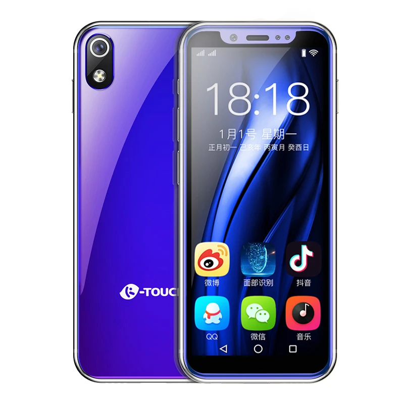 Маленький смартфон K-TOUCH I9 3,5 дюймов 3 Гб 32 г Face ID Android 8,1 2 Гб 16 Гб карманный мини Ультратонкий Роскошный телефон для мальчиков - Цвет: i9 Blue