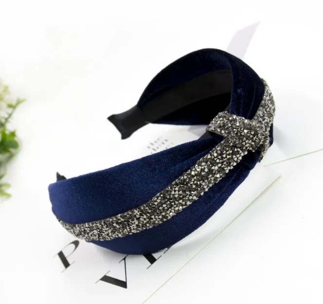 Korean-style Top Grade Gold Velvet Diamond Set Leopord Pattern Hair Bands Knot Large Rims Versatile Headband Women's