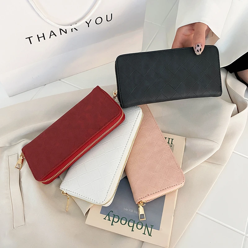 Long Wallet Women Purses Plaid Fashion Coin Purse Card Holder Wallets Female High Quality Clutch Money Bag PU Leather Wallet 2