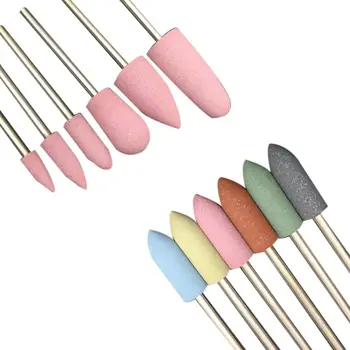 

12Pcs Rubber Silicon Nail Drill Milling Cutter for Manicure Bit Flexible Polisher Machine 10 & Pink