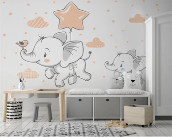 

Beibehang Customized modern wallpaper Hand painted fresh Elephant children's room background wall papers home decor