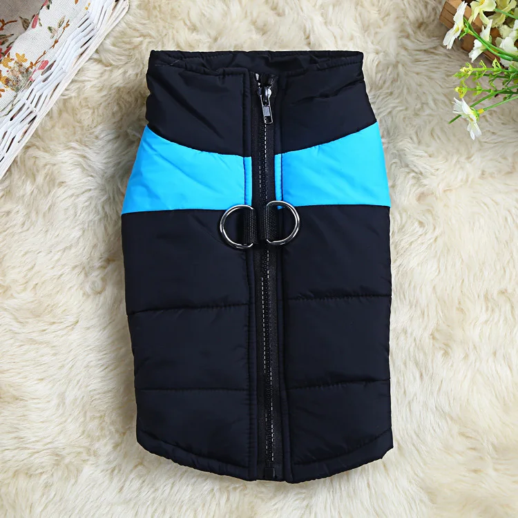 Winter Dog Jacket Warm Pet Dog Clothes Puppy French Bulldog Hoodies Vest Clothing Waterproof Winter Clothes For Small Large Dogs - Цвет: light blue