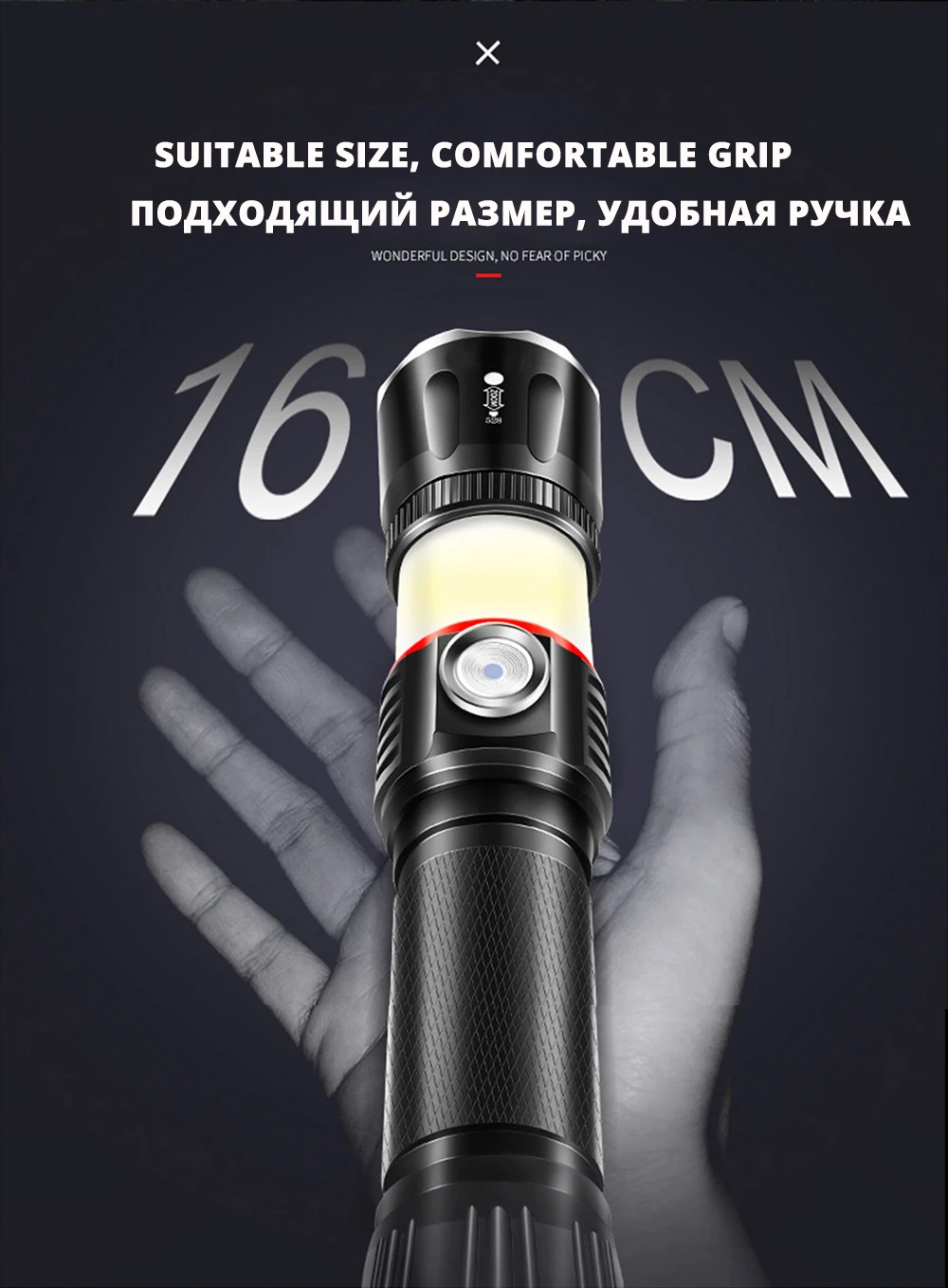 Высококачественный светодиодный фонарик с зарядкой от usb, окружающий COB светильник+ задний магнит, дизайн с поддержкой зума, 4 режима освещения, водонепроницаемый фонарь