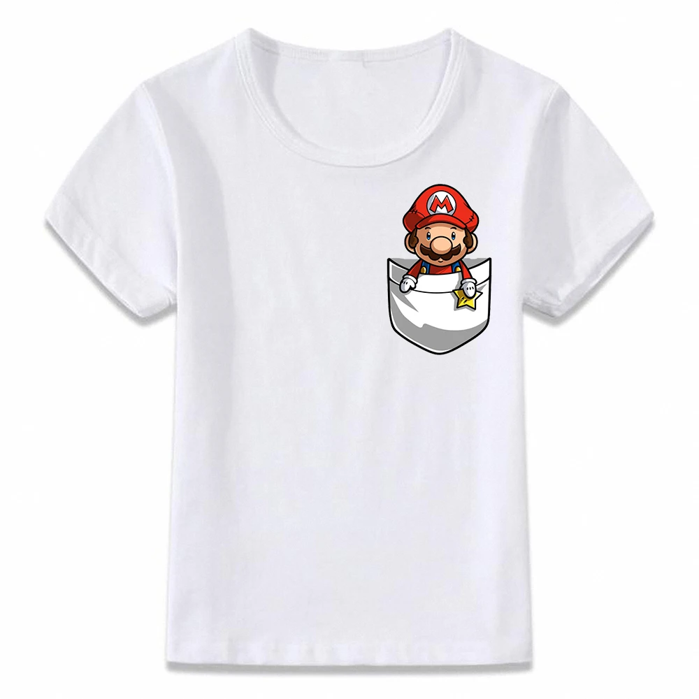 Детская одежда футболка Yoshi, футболка с карманом для мальчиков и девочек, футболки для малышей - Цвет: G048U