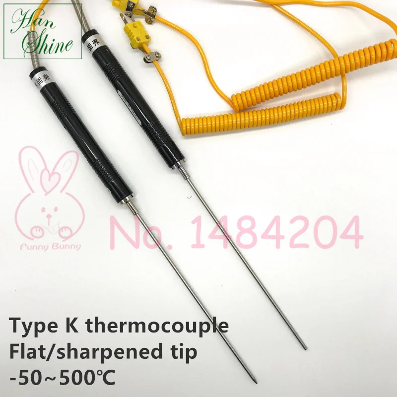 Type K Surface Thermocouple -50~500C 3mm * l 170mm Probe Flat Tip Sharpened Needle Handheld Temperature Sensor | Инструменты