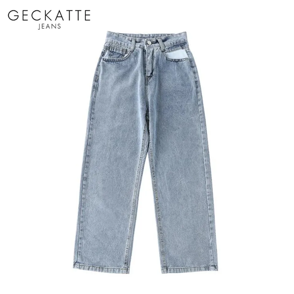 

GECKATTE Wide Leg Jeans Female High Waist Denim Jeans for Women Autumn Boyfriend Jean Pants Woman Loose Streetwear Mom Jeans