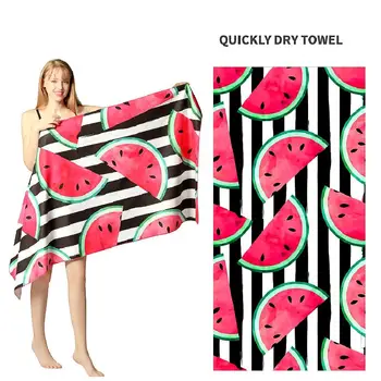

Best Selling Watermelon Beach Towel Microfiber Double-sided Fleece Quick-drying Rectangular Bath Towel Beach Chair Cushion