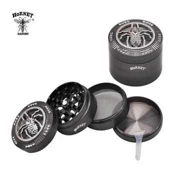 

HORNET Diamond Spider Style Grinder 50MM 4Piece With Pollen Catcher Durable Zinc Alloy Spice Heavy Duty Herb Grinders